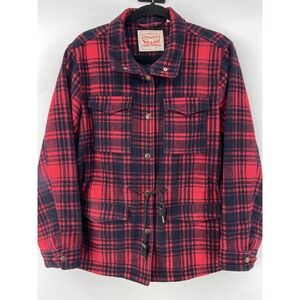 Vintage‎ Levis Jacket Womens Large Red Plaid Flannel Shacket Chinch Waist Lined